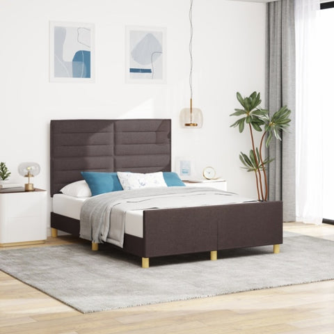 ZNTS Bed Frame in Dark Brown, 160x200 cm, Fabric 3344665