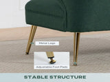 2 Seater Sofa, Linen-look Fabric Small Sofa with Wing Back, Thick Seat, Metal Legs, Dark Green T3398P554299