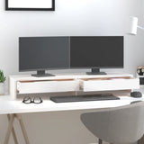 Monitor Stand White 100x27x15 cm Solid Wood Pine 813960