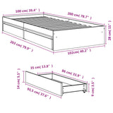 Bed Frame with Drawers without Mattress Brown Oak 100x200 cm 3280677