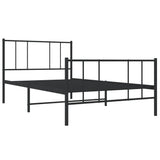 Metal Bed Frame without Mattress with Footboard Black 90x200cm 352491
