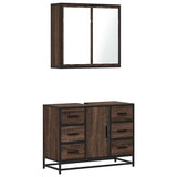 2 Piece Bathroom Furniture Set Brown Oak Engineered Wood 3300904