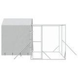 Outdoor Dog Kennel with Roof Silver 4x4x2.5 m Galvanised Steel 3190478