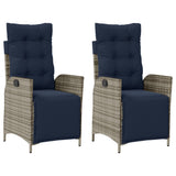 Reclining Garden Chairs 2 pcs with Footrest Grey Poly Rattan 365295