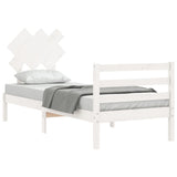Bed Frame without Mattress White Single Solid Wood 3195252