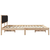 Bed Frame with Headboard Black 200 x 200 cm Solid Pine Wood 3394230