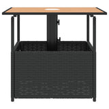 Garden Table with Parasol Hole Black 55x55x46.5 cm Poly Rattan 364117