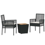 Garden Bistro Set 3 pcs Black Poly rattan 3334960
