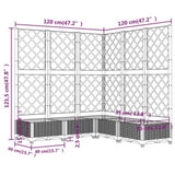 Garden Planter with Trellis Light Grey 120x120x121.5 cm PP 153277