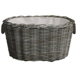 Firewood Basket with Carrying Handles 60x40x28 cm Grey Willow 286985