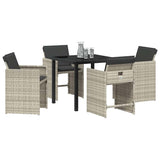 Garden Dining Set with Cushion 5 pcs Light Grey Poly Rattan 3379992