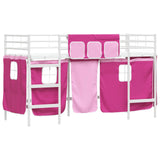 Kids'Loft Bed Frame with Curtains White and Pink 90 x 190 cm 42020824