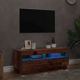 TV Cabinet with LED Lights Old Wood 100x35x40 cm Engineered Wood 856355