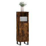 Bathroom Cabinet Smoked Oak 30x30x100 cm Engineered Wood 831569