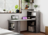120cm Computer Desk, Wooden PC Laptop Table with 6-Tier Storage Bookshelves, Home Office Working T3398P329498