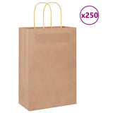 Paper Bags 250 pcs with Handles Brown 21x11x31 cm 4101588
