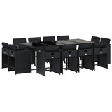 Garden Dining Set Black PE rattan Large Foldable 3211219
