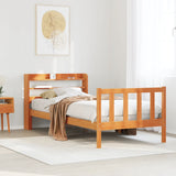 Bed Frame with Headboard without Mattress Wax Brown 75x190 cm Small Single 3306590