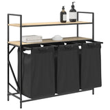 Laundry Basket 3 Compartments with Shelves Sonoma Oak 859081