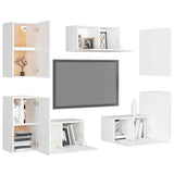 7 Piece TV Cabinet Set White Engineered Wood 3078672
