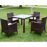 5 Piece Outdoor Dining Set with Cushions Poly Rattan Brown 43129