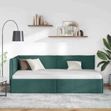 Corner Bed Frame with Headboard Dark green 100 x 200 cm Fabric 42016475