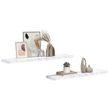 Wall Shelf 2 pcs White Marble 120 x 23.5 x 4 cm Engineered Wood 42019978