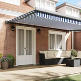 Retractable Awning Blue and white 500 x 300 cm Fabric, Metal 3331196