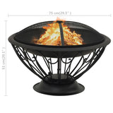 ZNTS Fire Pit with Poker 75 cm XXL Steel 311895