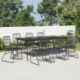 9 Piece Garden Dining Set Black PVC Rattan 3099220