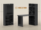 Three-Part Work Desk, with Storage and Chalkboard - Black T3398P551736