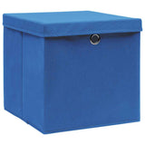 Storage Boxes with Lids 10 pcs Blue 32x32x32 cm Fabric 288340