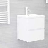 Sink Cabinet with Built-in Basin White Engineered Wood 3071621