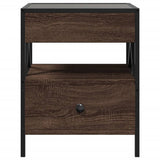 Bedside Table with Infinity LED Brown Oak 40x40x51 cm 3284105
