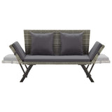 Garden Bench with Cushions Grey 176 cm Poly Rattan 317183