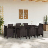 Garden Dining Set 9 pcs Brown Polypropylene 3378580