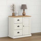 Sideboard with Drawers VIGO 78x40x75 cm White Solid Wood Pine 353200