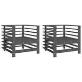 Garden Chairs 2 pcs Grey Solid Wood Pine 825627