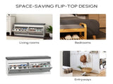 Shoe Storage Bench with Flip Drawers, Shoe Cabinet with Seat Cushion and Adjustable Shelf for T3398P341260