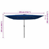 Garden Parasol 295 x 295 x 245 cm Polyester and Steel Azurblau 42003667