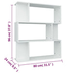 Book Cabinet/Room Divider White 80x24x96 cm Engineered Wood 800081