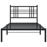Metal Bed Frame without Mattress with Headboard Black 90x200cm 376317