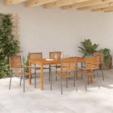 Garden Dining Set 7 pcs Grey Solid Acacia Wood 3365542