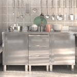 ZNTS Commercial Kitchen Cabinets 3 pcs Stainless Steel 3083720
