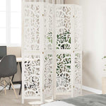 Room Divider 4 Panels White Solid Wood Paulownia 358739