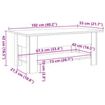 ZNTS Coffee Table Artisan Oak 102x55x42 cm Engineered Wood 856797