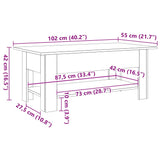 ZNTS Coffee Table Artisan Oak 102x55x42 cm Engineered Wood 856797