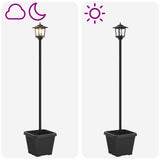 Solar Lamp Post with Planter Black 32 x 32 x 158 cm 42042692