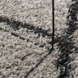 ZNTS Shaggy Rug High Pile Modern Beige and Anthracite Ø 240 cm 375402