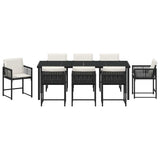 Garden Dining Set 9 pcs Black Poly Rattan 3380744